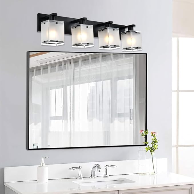 WINSHEN 4-Lights Bathroom Vanity Lighting Over Mirror, E26 Bulb Base - Image 6