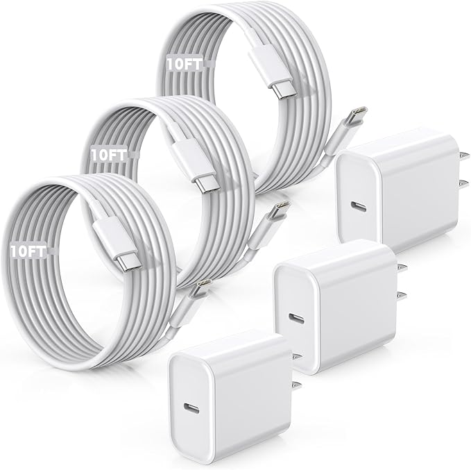 Fast Charger for iPhone 17/16/15 Charger, 10FT Extra Long Fast Charging 3Pack by TrimDish