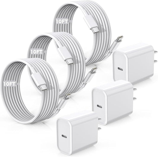 Fast Charger for iPhone 17/16/15 Charger, 10FT Extra Long Fast Charging 3Pack by TrimDish