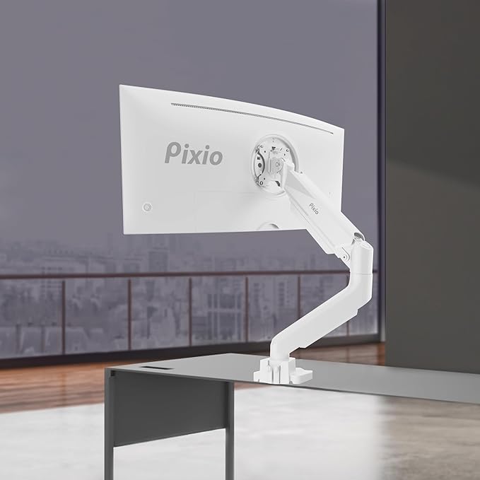 Pixio PS2S White Ultrawide Heavy-Duty Premium Single Monitor Arm Stand Desk - Image 9