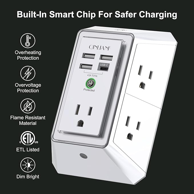 3-Sided Outlet Extender with Night Light - Image 2