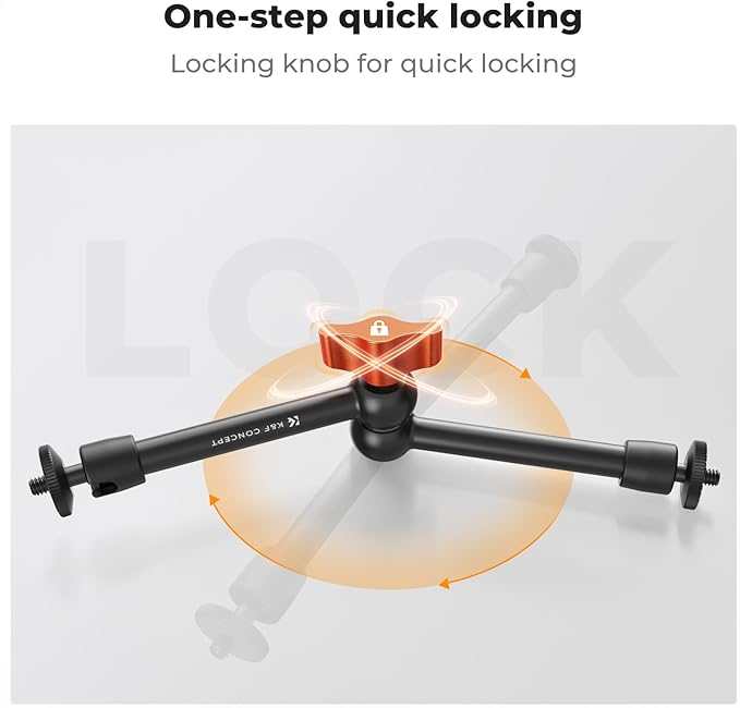 K&F CONCEPT 9.8" Magic Arm, 1/4" Screw Camera Mount Arm 360° Ball Heads - Image 6