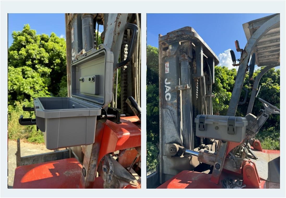 heavy-duty tractor rops toolbox, with mounting bracket, with, side view