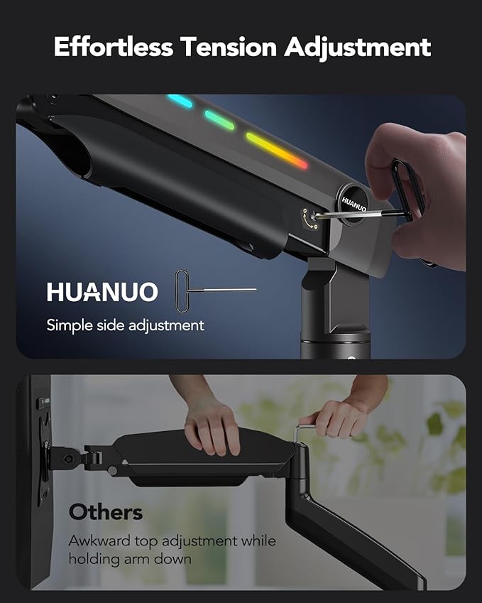 HUANUO TitanLift Monitor Arm for Ultrawide Screens up to 49″, Heavy-Duty Single - Image 6