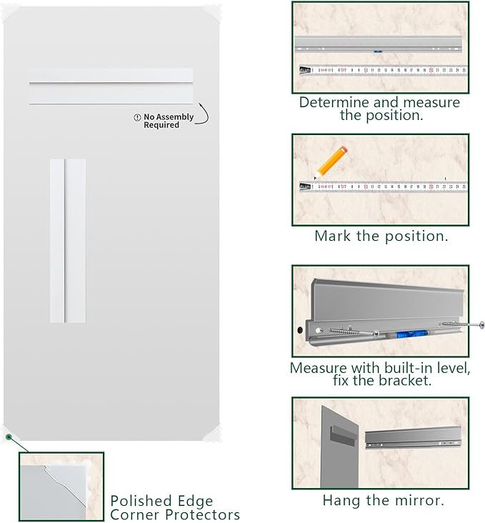 Mirrorons Large Mirror 72" x 36", Modern Rectangle Bathroom Mirror - Image 7