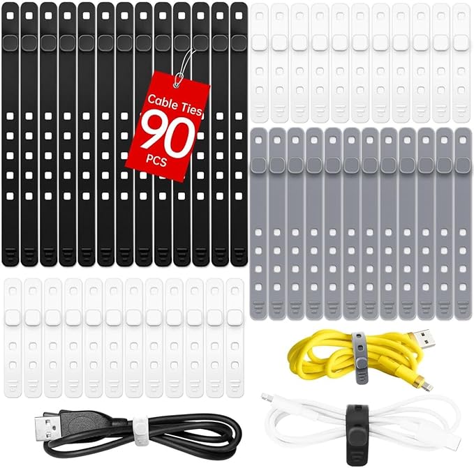 AROIC 90Pcs Silicone Cable Ties by AROIC