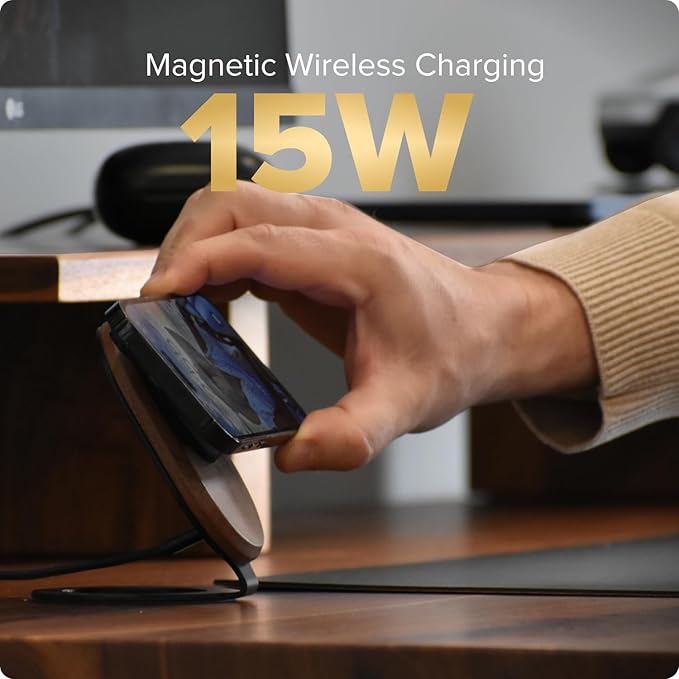 ARK Uno - Solid Wood MagSafe Stand Magnetic Wireless Charging Station w/Adapter - Image 2