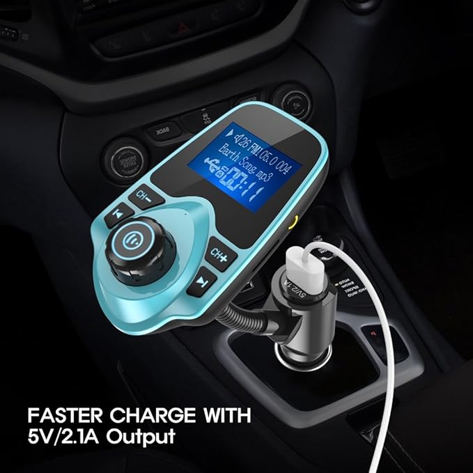Nulaxy Bluetooth Car FM Transmitter Audio Adapter Receiver Wireless Hands-Free - Image 6