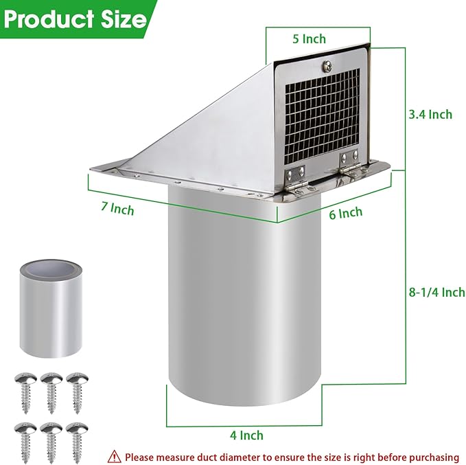 Dryer Vent Cover Outdoor 4 Inch, Dryer Vent Cover Outside, Exterior Hooded Wall - Image 2