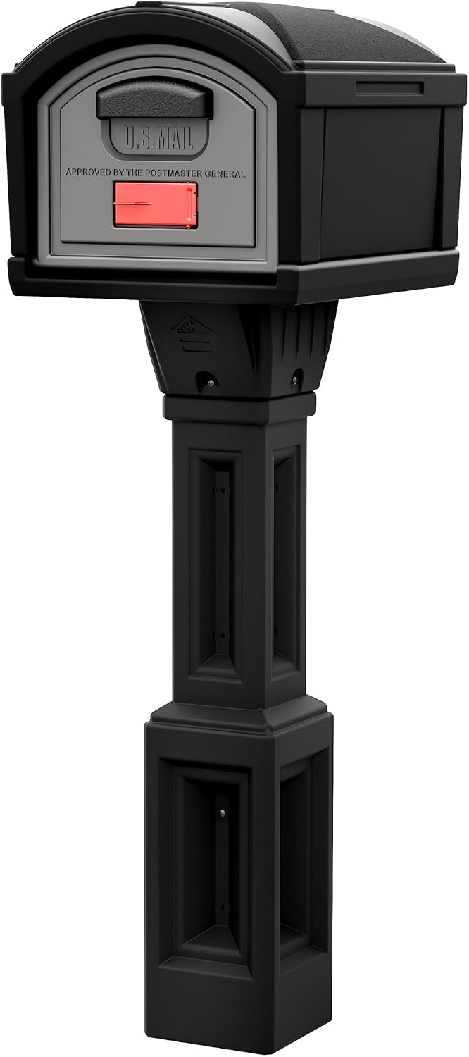 Simplay3 USPS T4 Extra Large Capacity XL Mailbox and Post Cover with Durable Double-Wall Construction, Weather-Resistant Design, Black, Made in the USA
