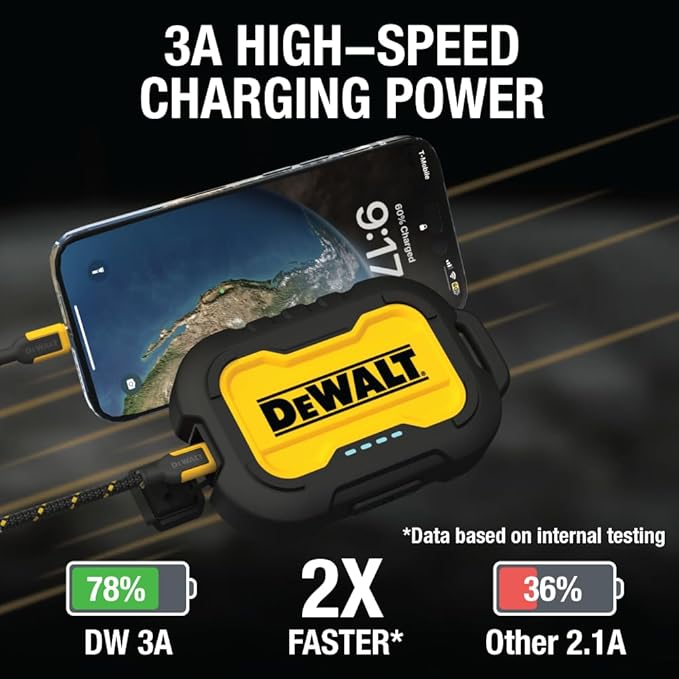 DEWALT Heavy Duty Portable Charger, Power Bank, Travel Worksite 10, 000 mAh - Image 3