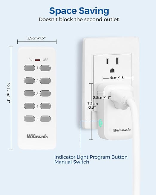 Remote Control Outlet, WILAWELS Wireless Remote Light Switch, Programmable - Image 4