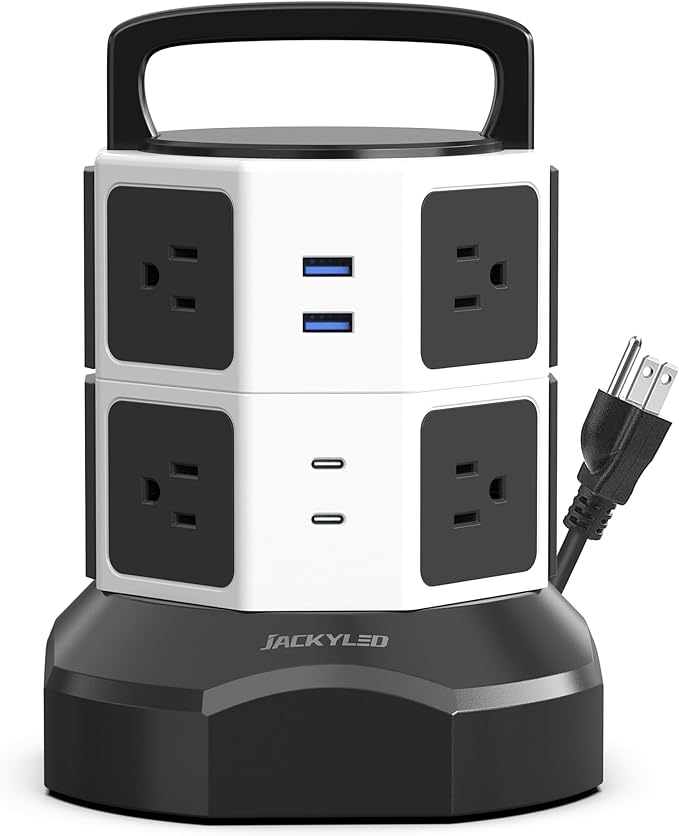 Tower Surge Protector Power Strip, JACKYLED Extension Cord by JACKYLED