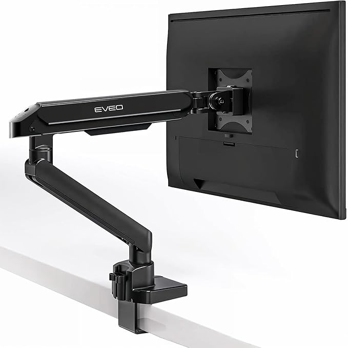 EVEO Premium Single Monitor Arm 14"–34", Adjustable Gas Spring Monitor Mount by EVEO