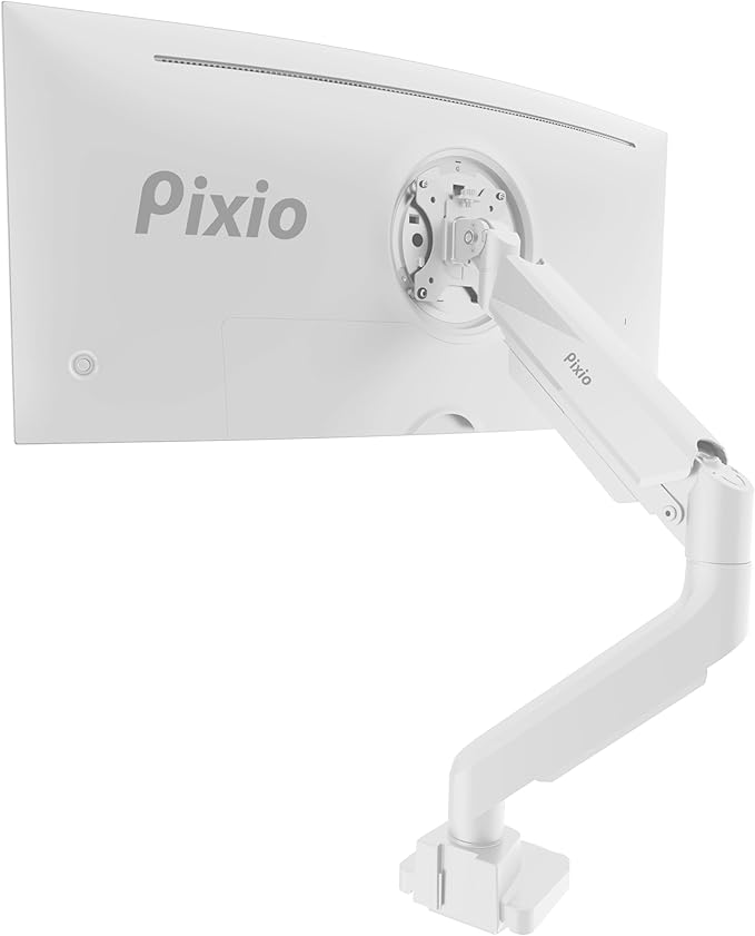 Pixio PS2S White Ultrawide Heavy-Duty Premium Single Monitor Arm Stand Desk by Pixio