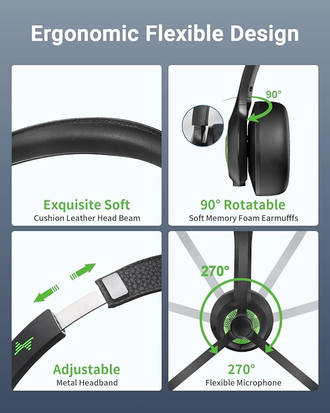 Wireless Headset with AI Noise Cancelling Microphone Bluetooth Headset - Image 5