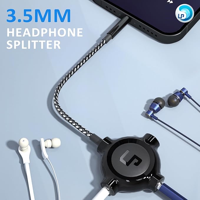 LP Headphone Splitter, Nylon-Braided 3.5mm Audio Stereo Splitter, Male to 3 - Image 2