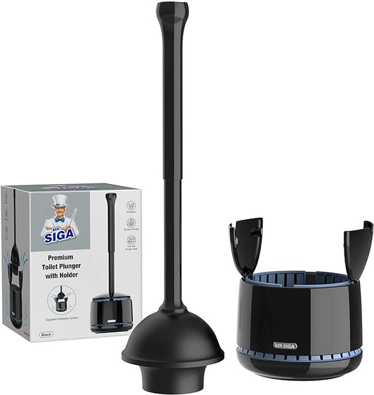 MR.SIGA Toilet Plunger with Holder, Heavy Duty Toilet Plunger and Holder Combo by MRSIGA