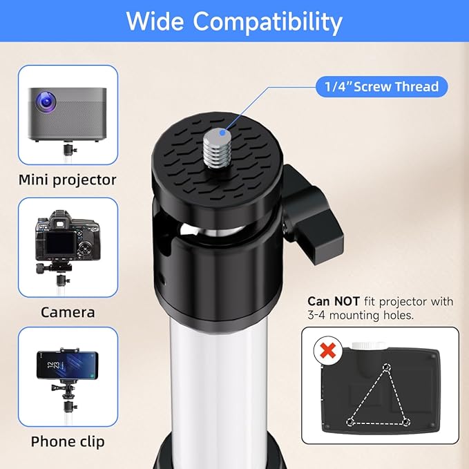 suptek Projector Stand 360°Swivel, Height Adjustable 36.6-46.8inch, Mini - Image 5