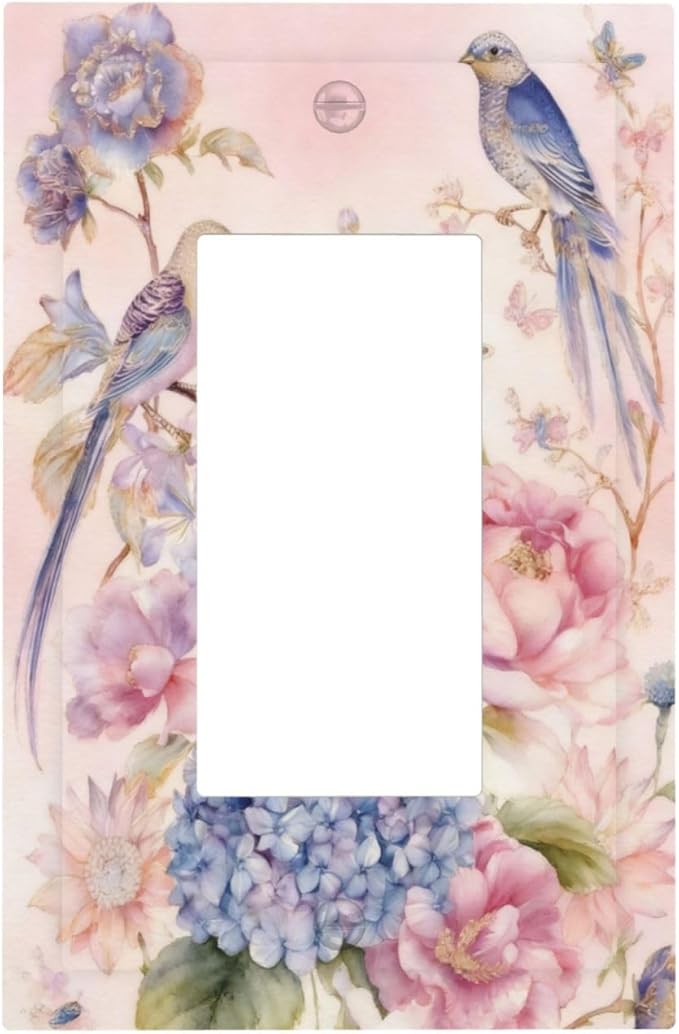 Bvtewkhz Floral Birds Morris 1 Gang Single Rocker Decorative Outlet Covers by Unknown