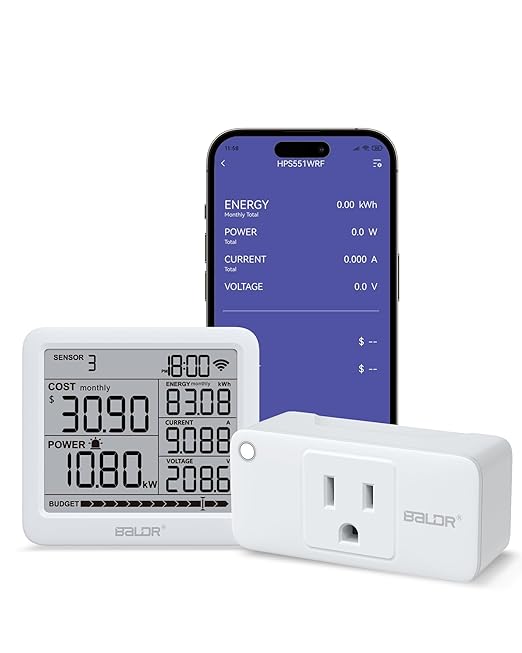 BALDR Wi-Fi Home Power Monitor Consumption Watt Meter w/Smart Socket by BaldrInc
