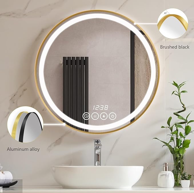 28 Inch Wall-Mounted Round Bathroom Mirror - Image 8
