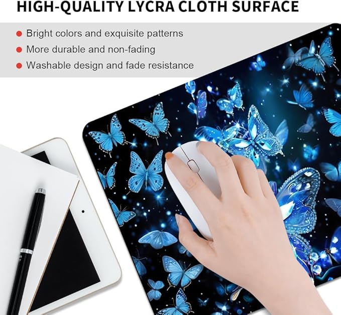 Blue Crystal Square Mouse pad, Waterproof, Anti Slip Rubber Base, Computer - Image 3