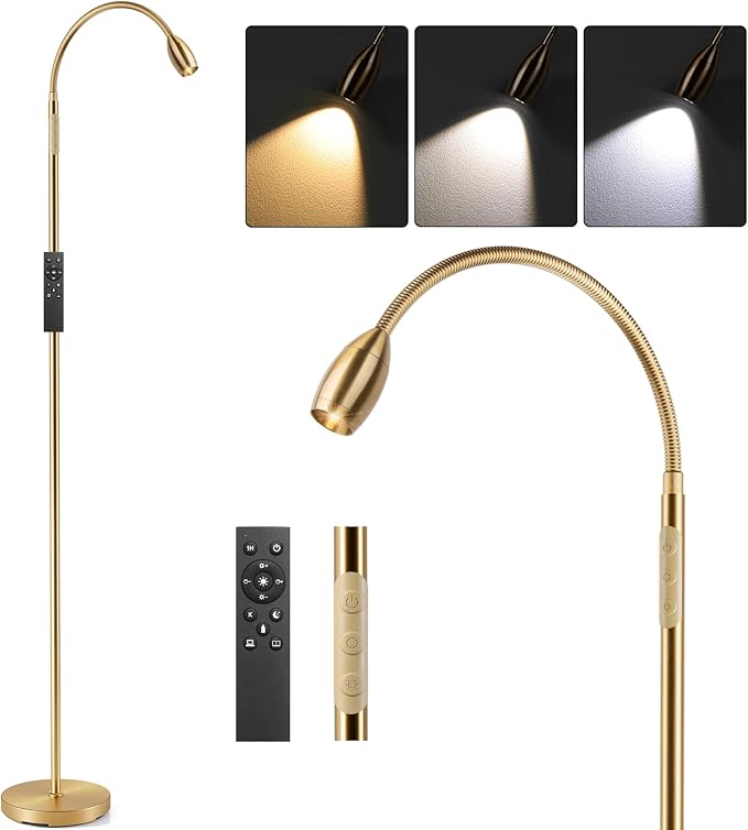 Reading Floor Lamp, Dimmable Zoomable Spotlight, Adjustable Color Beam Standing by AUZONIMICS