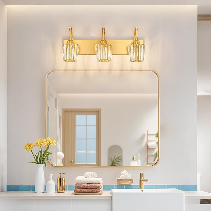 FDPBY Modern Bathroom Vanity Light, 3-Light Gold Wall Sconce - Image 7