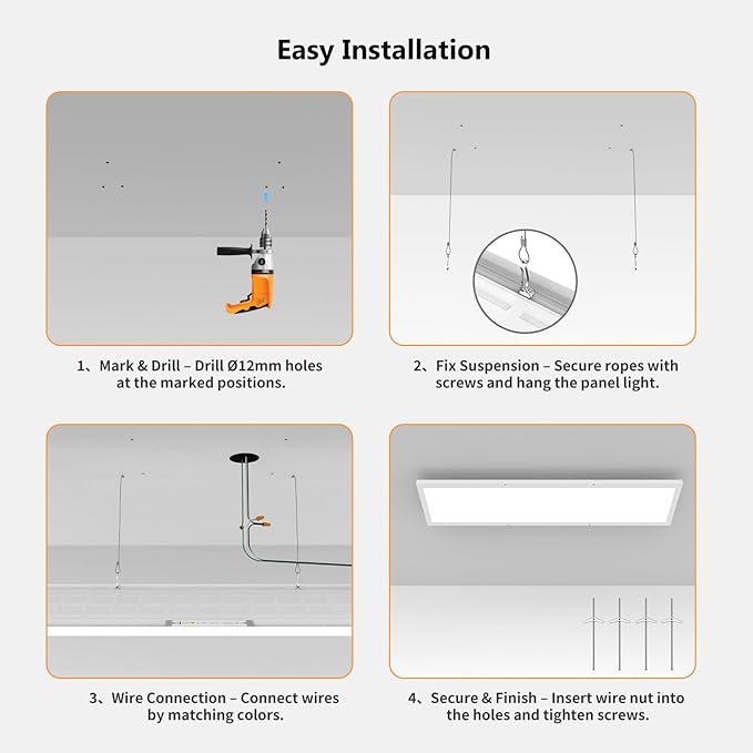 AIKVSXER 2 Pack 1x4 LED Panel Light Surface Mount, 50W 5500LM, Ultra-Thin 48In - Image 5