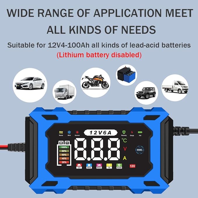 6-Amp 12V Smart Car Battery Charger, Battery Maintainer Trickle Charger - Image 7