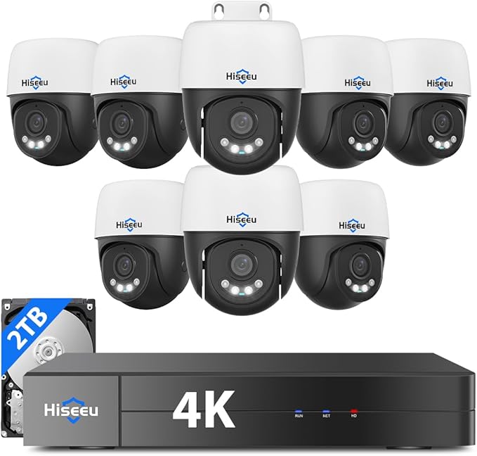 Hiseeu 4K PoE Security Camera System, Human Vehicle Detect, 2-Way Audio by Hiseeu