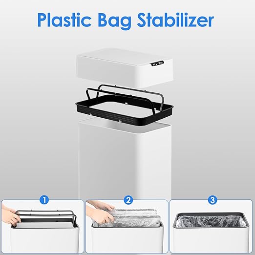 TLSUNNY 16 Gallon Automatic Trash Can, Stainless Steel Motion Sensor Garbage bin - Image 6