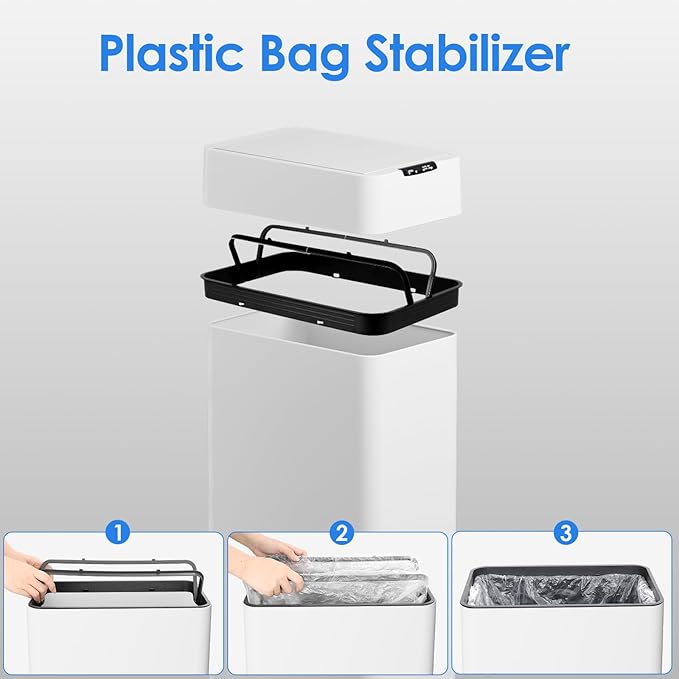TLSUNNY 21.1 Gallon Automatic Trash Can, Stainless Steel Motion Sensor Garbage - Image 7