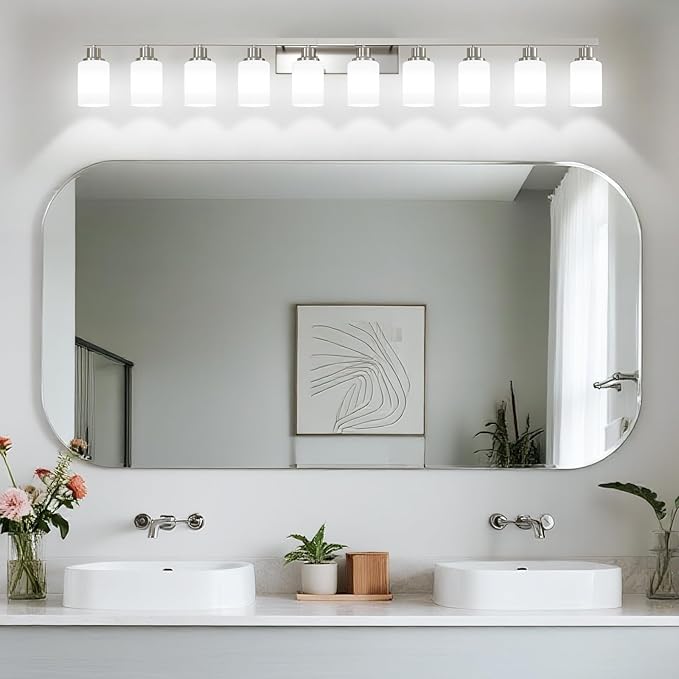 DIKAIDA 10-Light Bathroom Vanity Light Brushed Nickel, 64.5in Vanity Lights - Image 6