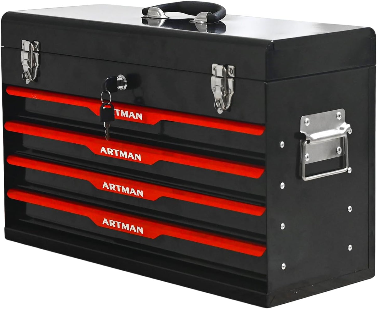 4 drawer 21" heavy duty metal tool box shown in use