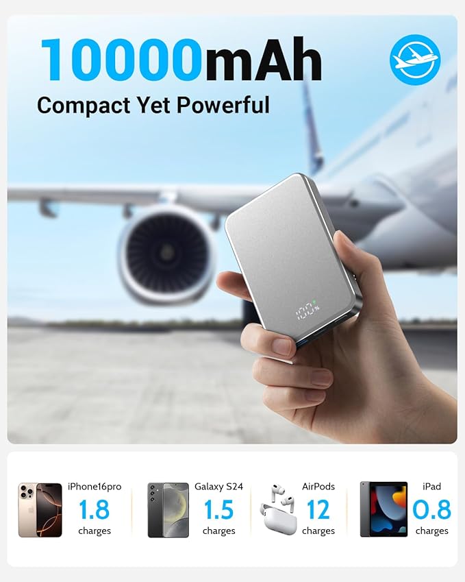 POAQCIF for Magsafe Portable Charger, Aluminum Alloy Small 10000mAh 20W PD - Image 2