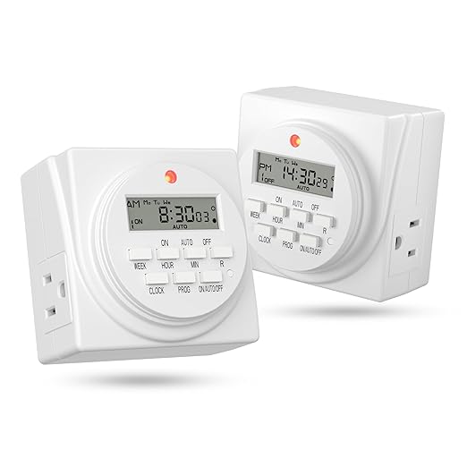 BN-LINK Indoor Digital Timer Outlet, Dual Outlet 7 Day Programmable Light Switch by BN-LINK