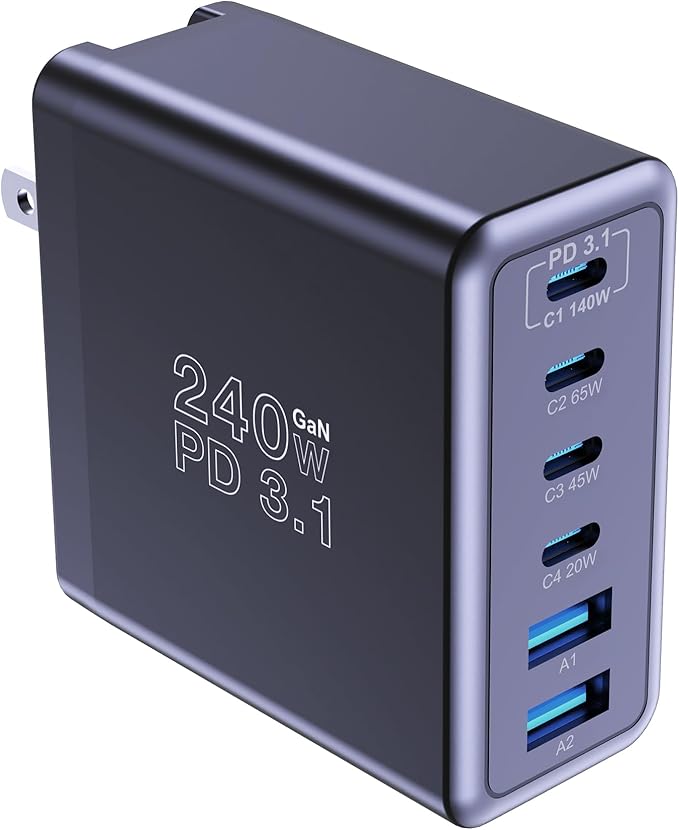 Graaci 240W USB C Charger, 140W Laptop Fast Charger, PD3.1 PPS 6-Port USB Type by Graaci