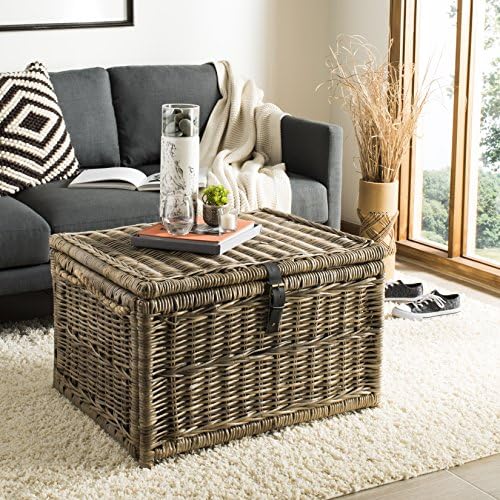 happimess caden collapsible wicker storage trunk chest 30", close-up detail