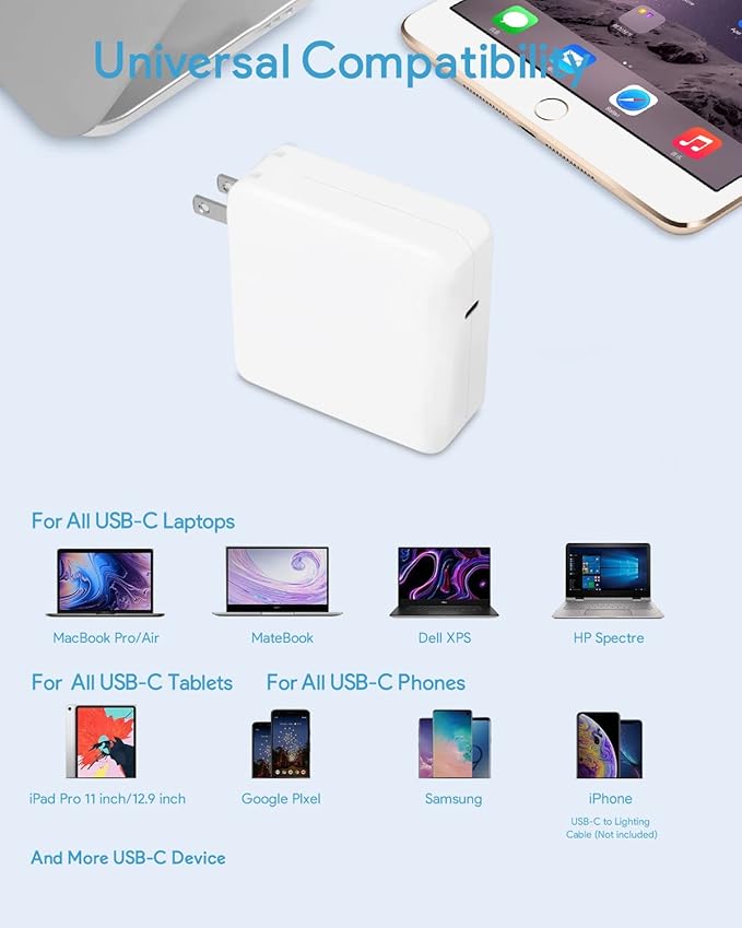 Mac Book Pro Charger, 70W USB C Charger Power Adapter - Image 2