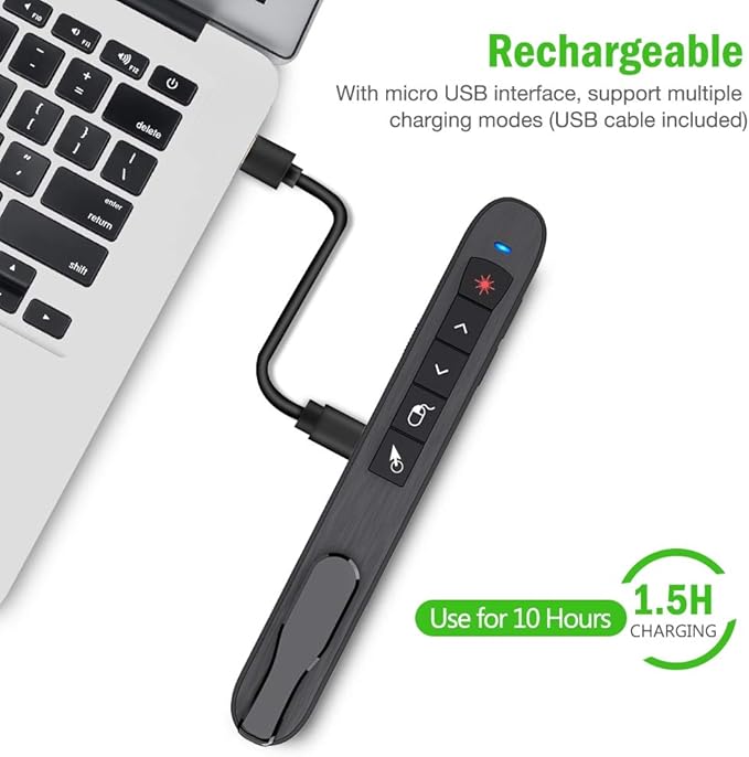 Air Mouse Green Presentation Remote Control USB Rechargeable Presentation - Image 3