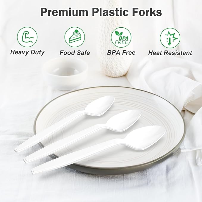 Dealusy 360 Count White Plastic Spoons Disposable, Heat Resistant, Solid and - Image 4