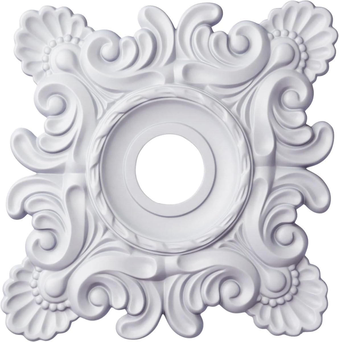 Ekena Millwork CM18CR Crawley Ceiling Medallion, 18"W x 18"H x 3 1/4"ID x 1 1/2"P, Factory Primed