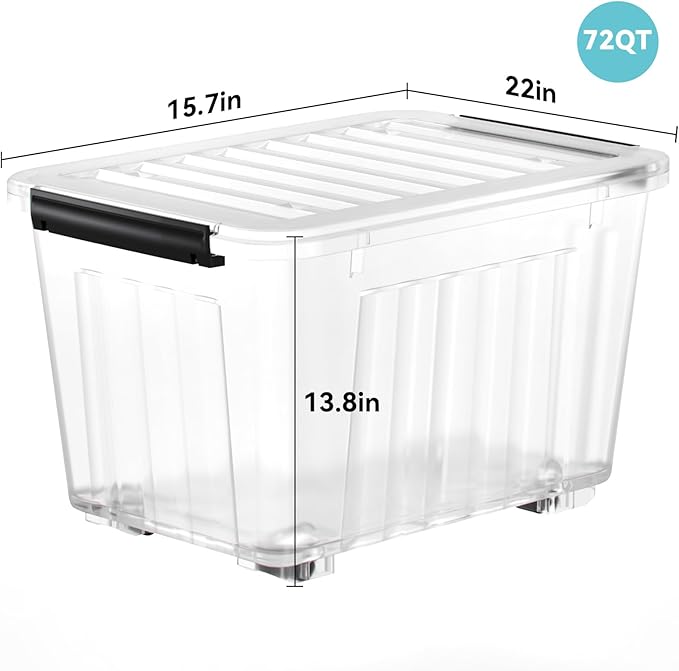 Nazhura 72 Quart Plastic Storage Bin, Stackable and Nestable Storage Boxes - Image 3