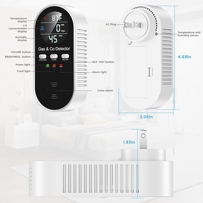 5 in 1 Carbon Monoxide Detectors Plug in - Image 6