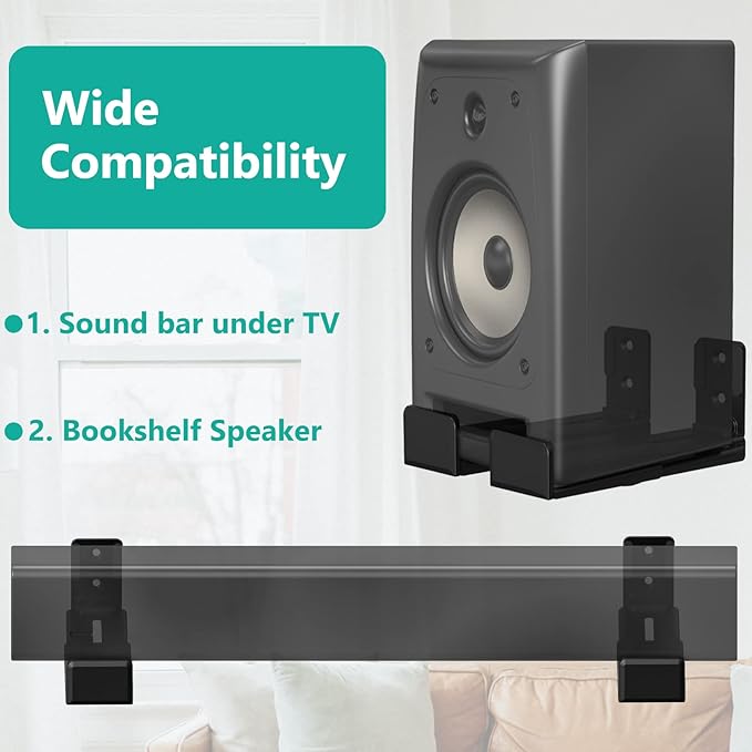 WALI Universal Soundbar Wall Mount, Center Channel Speaker Wall Mount Dual - Image 3