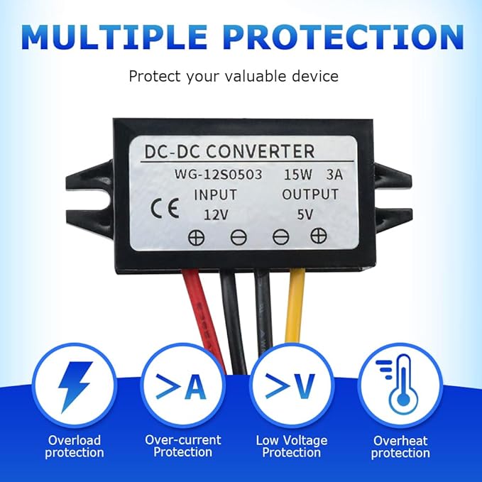 2Pcs DC 12/24V to 5V Converter 3A 15W, Step Down Converter, Voltage Reducer - Image 2