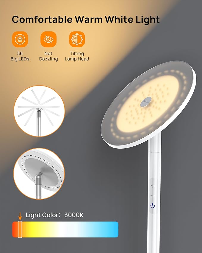 TROND Floor Lamp, 5000LM Super Bright Sky LED Modern Torchiere Standing Lamp - Image 2