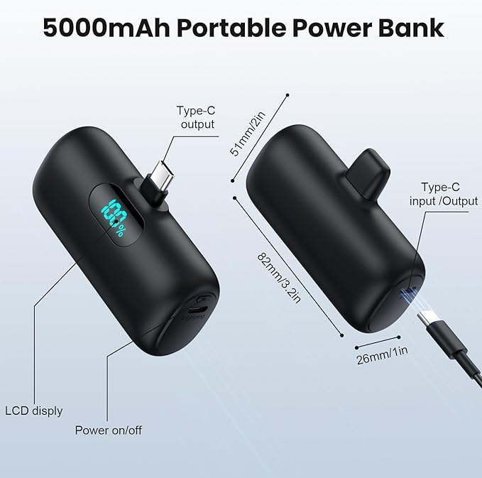 Mini Portable Charger USB C Power Bank, Upgraded 5000mAh PD Fast Charging - Image 5